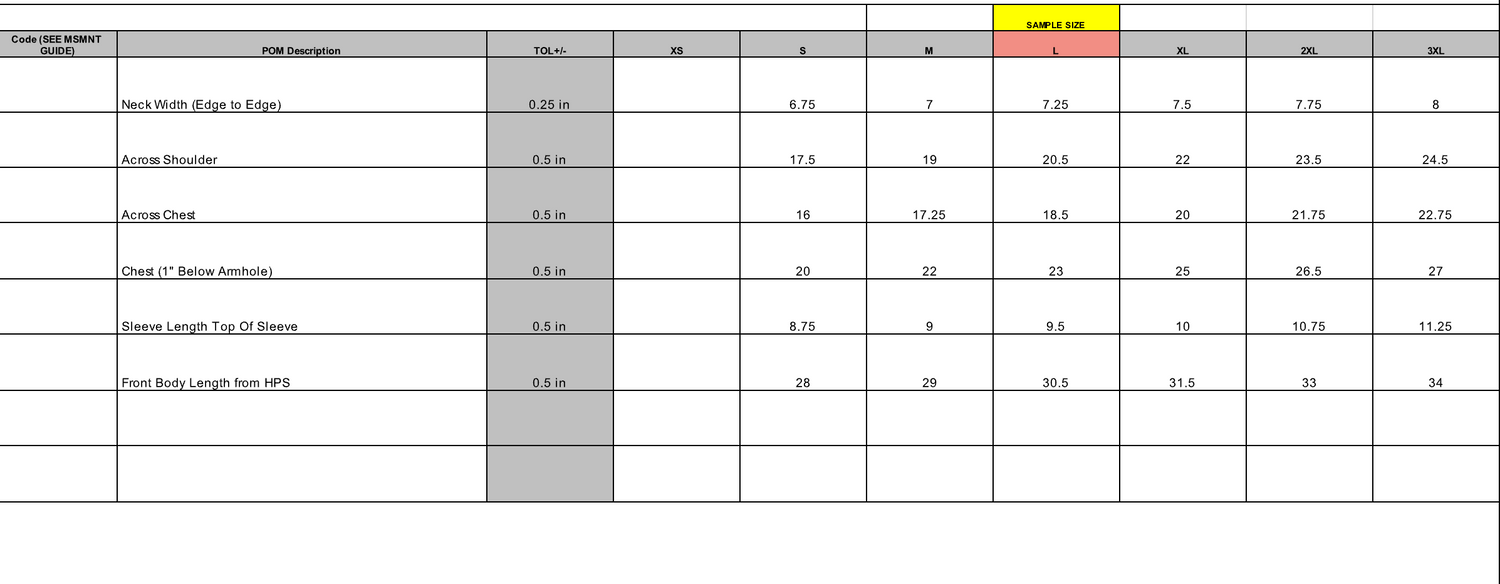 Size chart for the SR Night Mode T-Shirt in inches, covering neck, shoulder, chest, sleeve, S to 3XL.